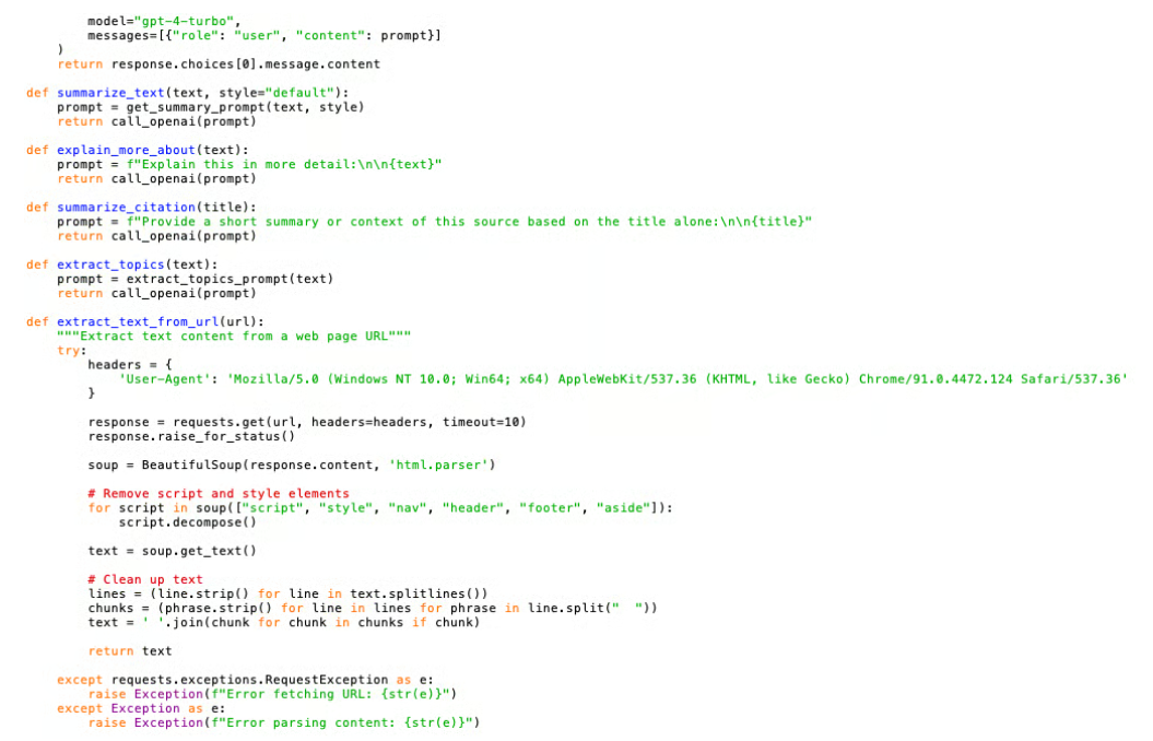Sample Python code from the research assistant
