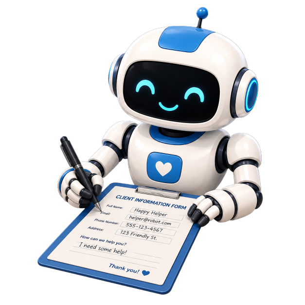 Robot illustration representing the AI audit process